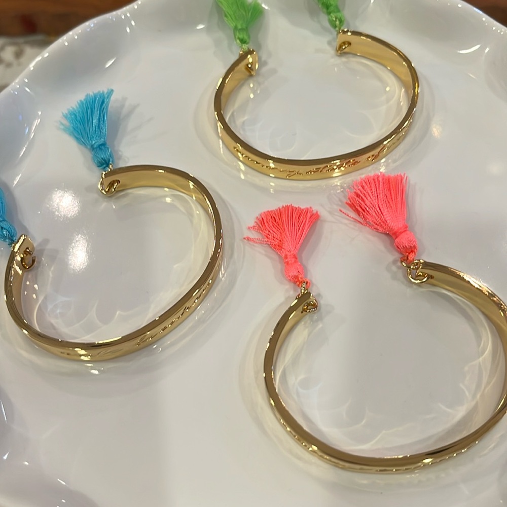 Lilly Pulitzer set of three tassel cuff bracelets NWT